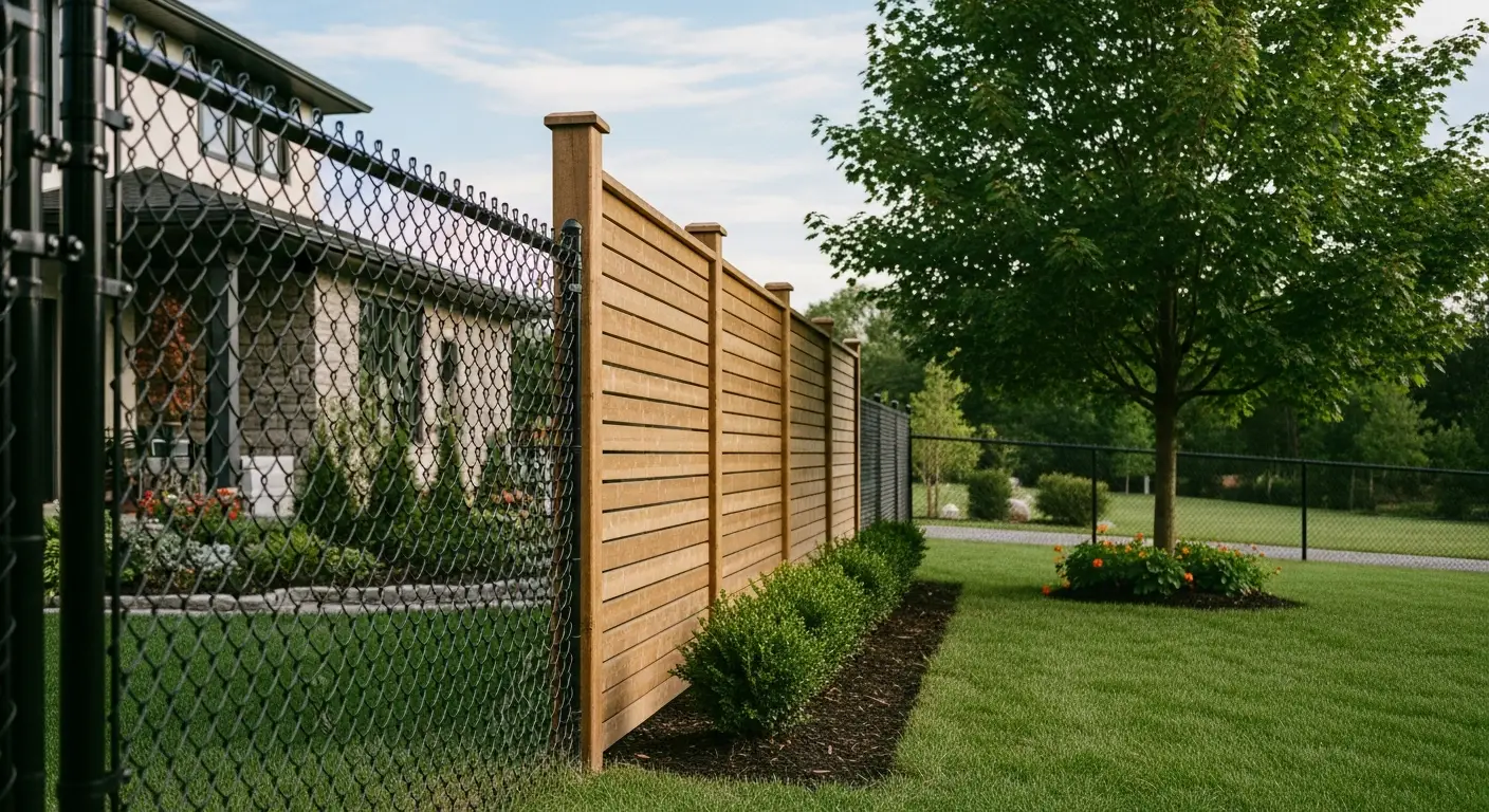 Residential chain link and wood fence - orillia, barrie, newmarket, bradford, toronto, brampton, mississaga - johnston fence contracting